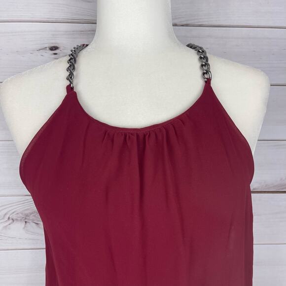New York & Company XS Maroon Layered Blouse - Picture 2 of 5